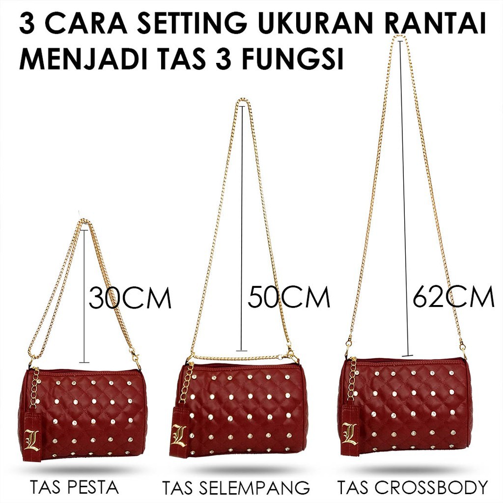 FASHIONSTOREKU TAS LEVEL SPEEDY STUD DIAMOND FASHION IMPORT BATAM WANITA SLING BAG SELEMPANG CLUTCH