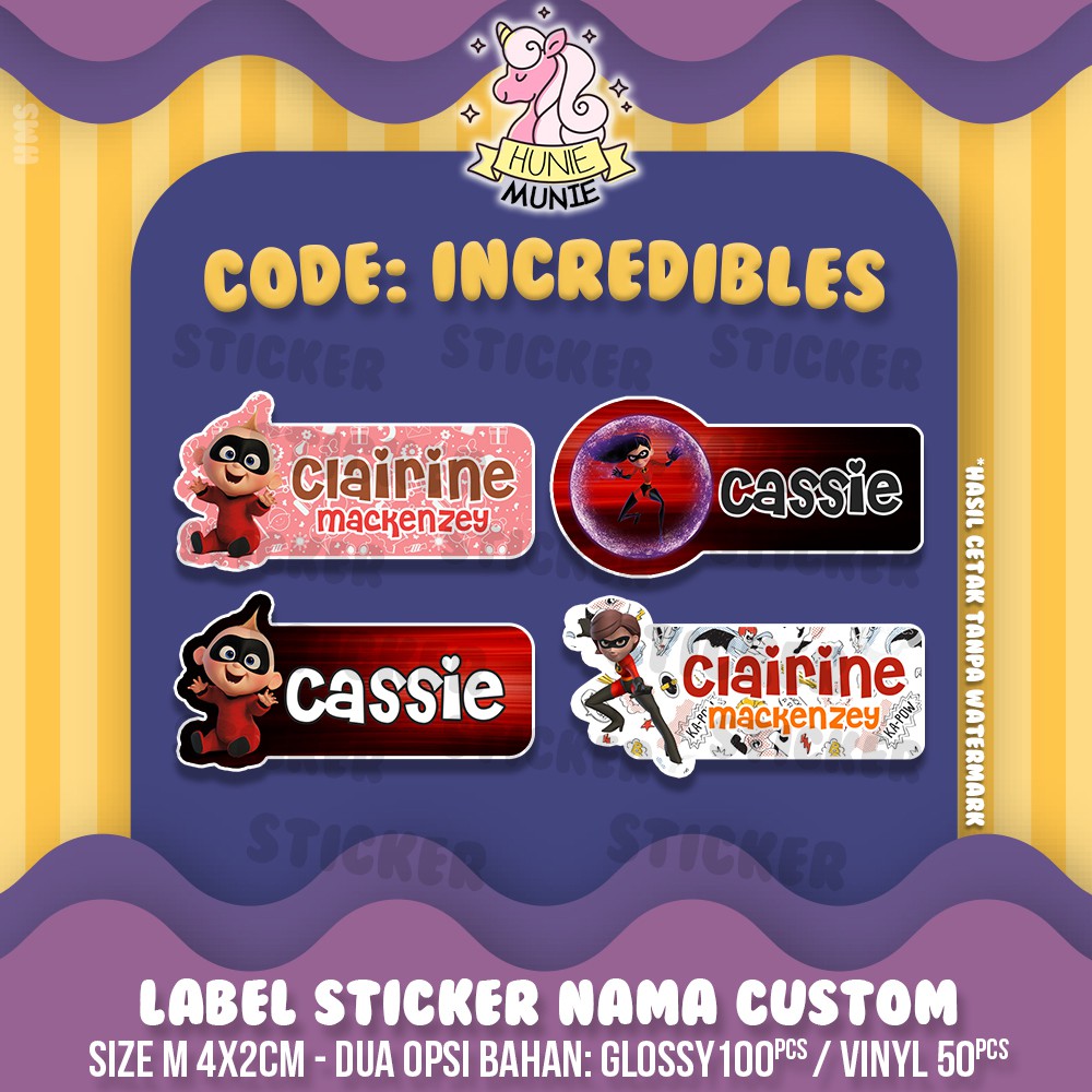 

Sticker Label Nama - The Incredibles (100PCS) Stiker