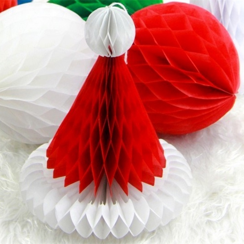 Ornamen Gantung Bentuk Topi Natal Bahan Kertas Handmade DIY Untuk Dekorasi Pesta