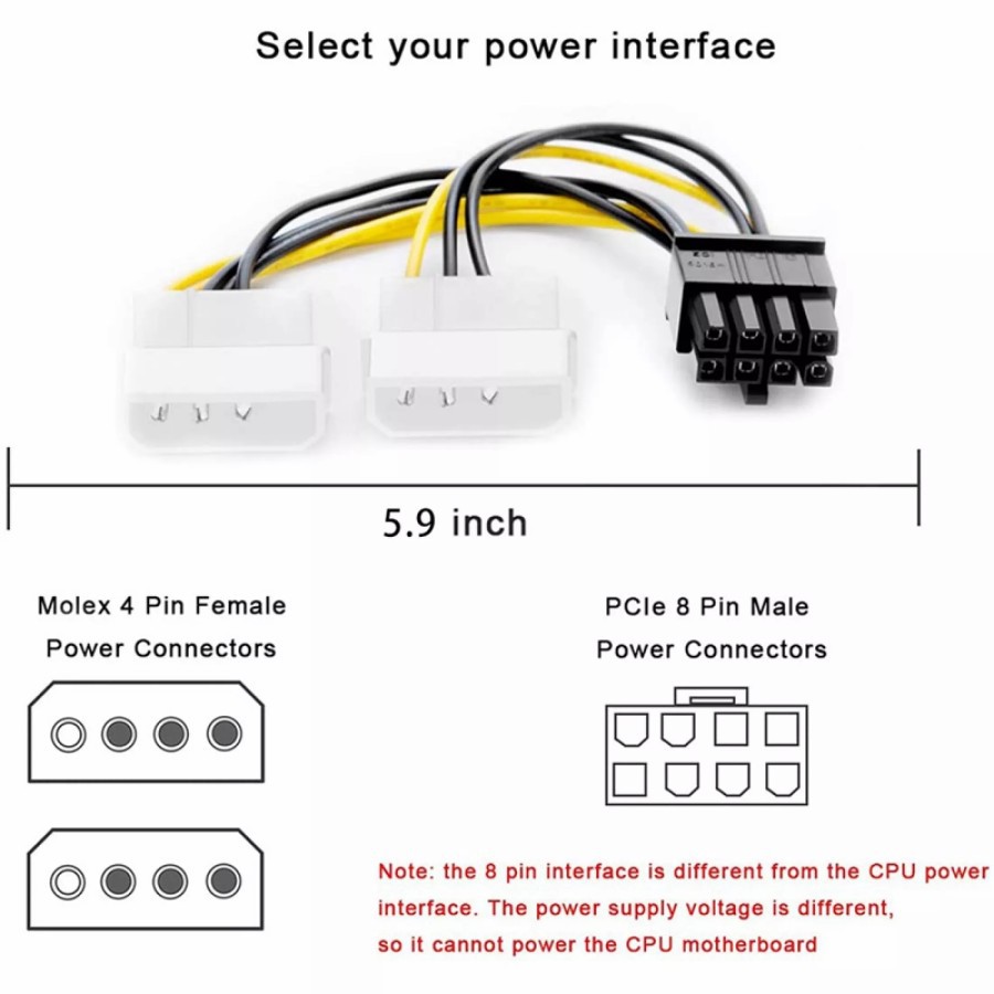Kabel Power VGA 8Pin Adapter 2Molex to 8pin / 8pin PCIE