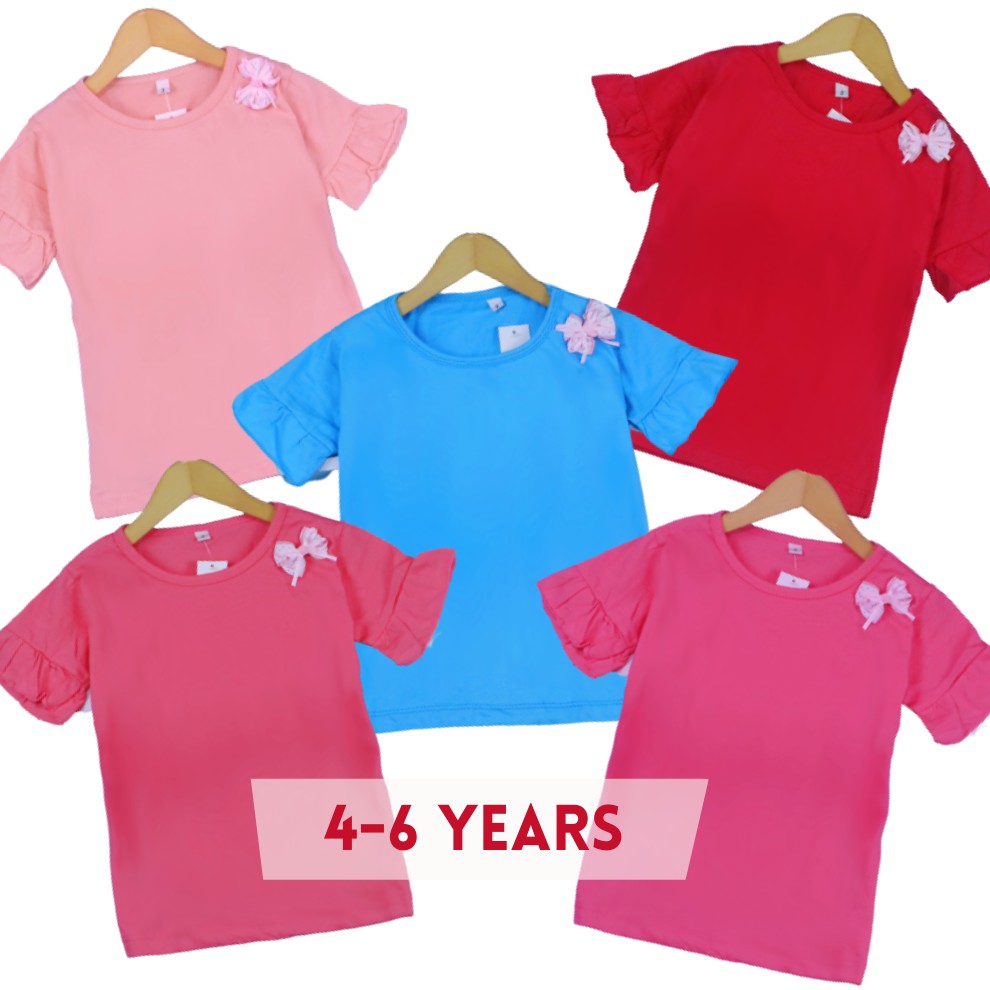 Safira Blouse uk 4-6 Tahun / IMPORT Kaos Anak Perempuan Baju Atasan Cewek Blus Kids Shirt Polos