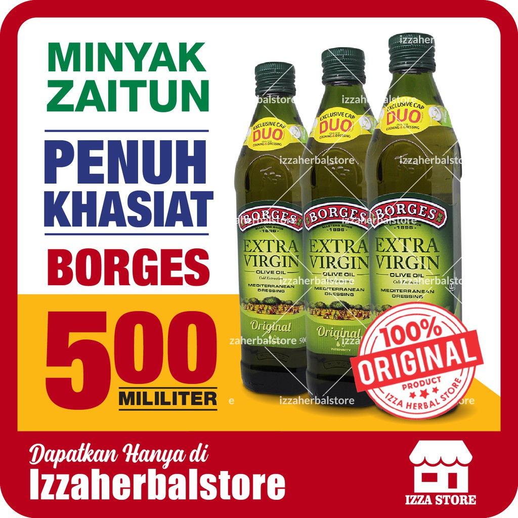 Minyak Zaitun BORGES Extra Virgin Olive Oil Halal 125 250 500 ml 1 Liter ORIGINAL BPOM