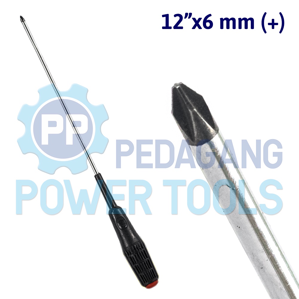 MATRIX OBENG PLUS 12&quot; INCH X 6 MM GAGANG KARET KEMBANG SCREWDRIVER