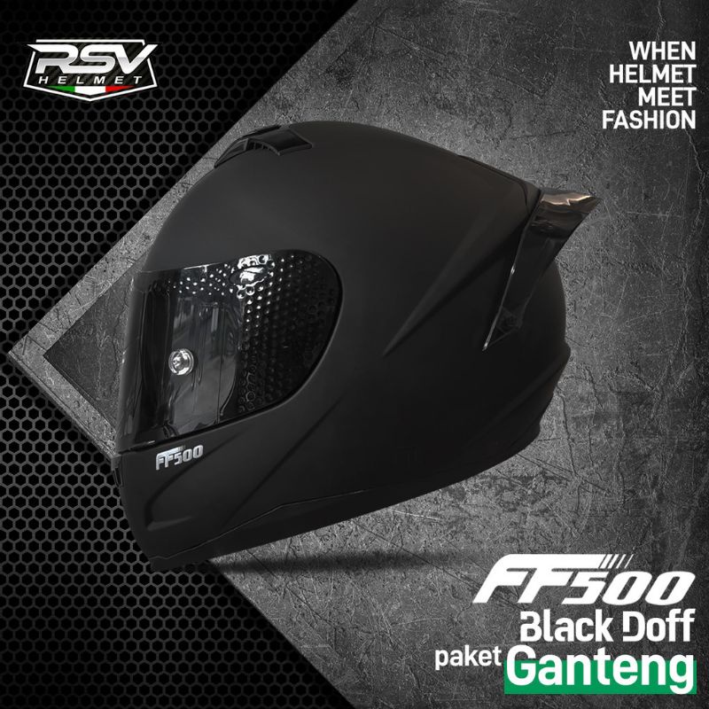 Helm RSV FF500 BLACK DOFF / PAKET GANTENG / RSV Helmet