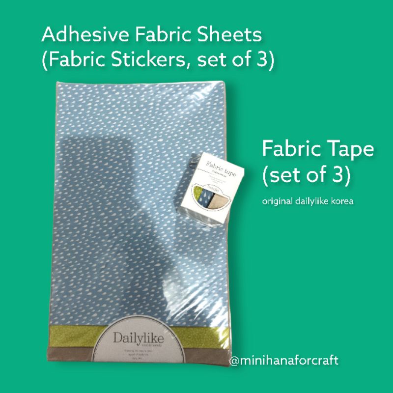 

Fabric Adhesive Sheets (Fabric Stickers), set isi 3, motif B, dailylike korea