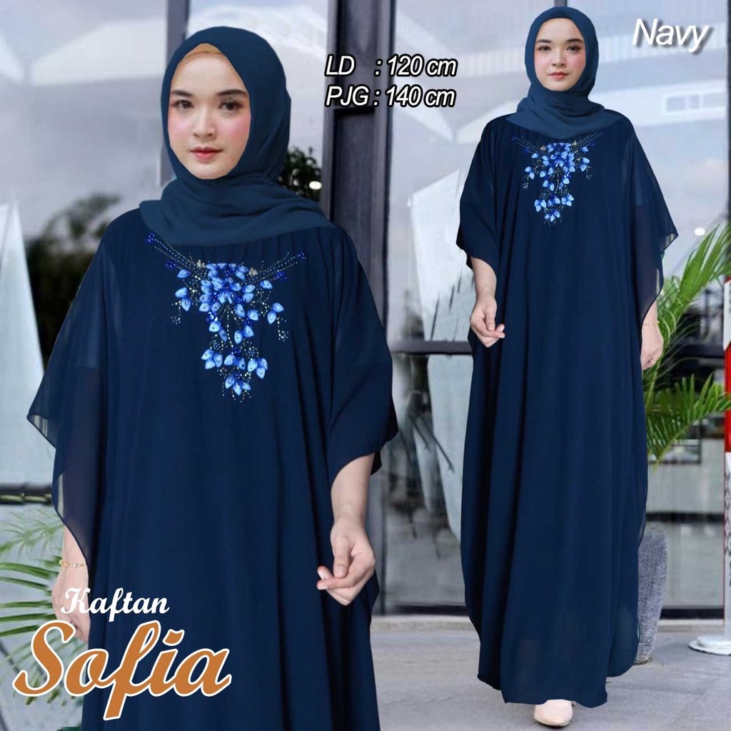 Funie Kaftan Sofia Bahan Ceruty Payet Bunga Jumbo All Size