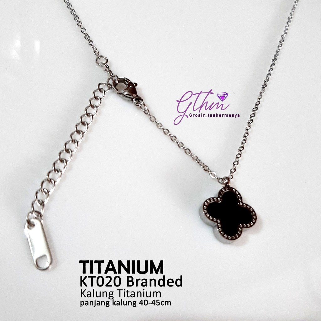 kalung titanium wanita dewasa dan remaja LV flower pearl kt020 anti karat gold silver dua sisi