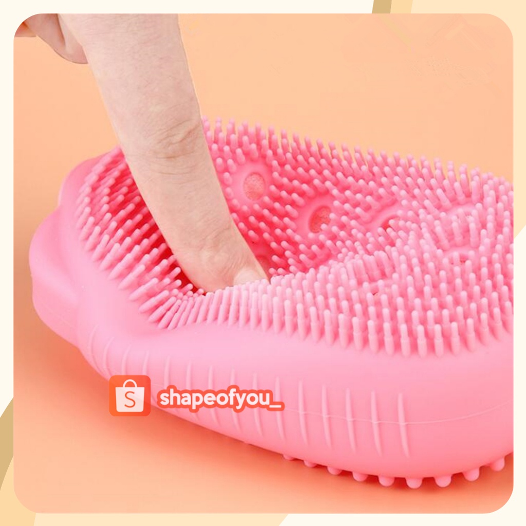 Sikat Mandi Silikon Kucing Silicon Brush Shower Puff Busa Mandi Untuk Sabun Cair Bisa Untuk Sabun Batang Silicone Lembut Bersih Alat Gosok Badan Penghilang Pembersih Daki Membandel Di Tubuh Badan Leher Hitam Tangan Kaki Wajah Selangkangan Ketiak Bersih