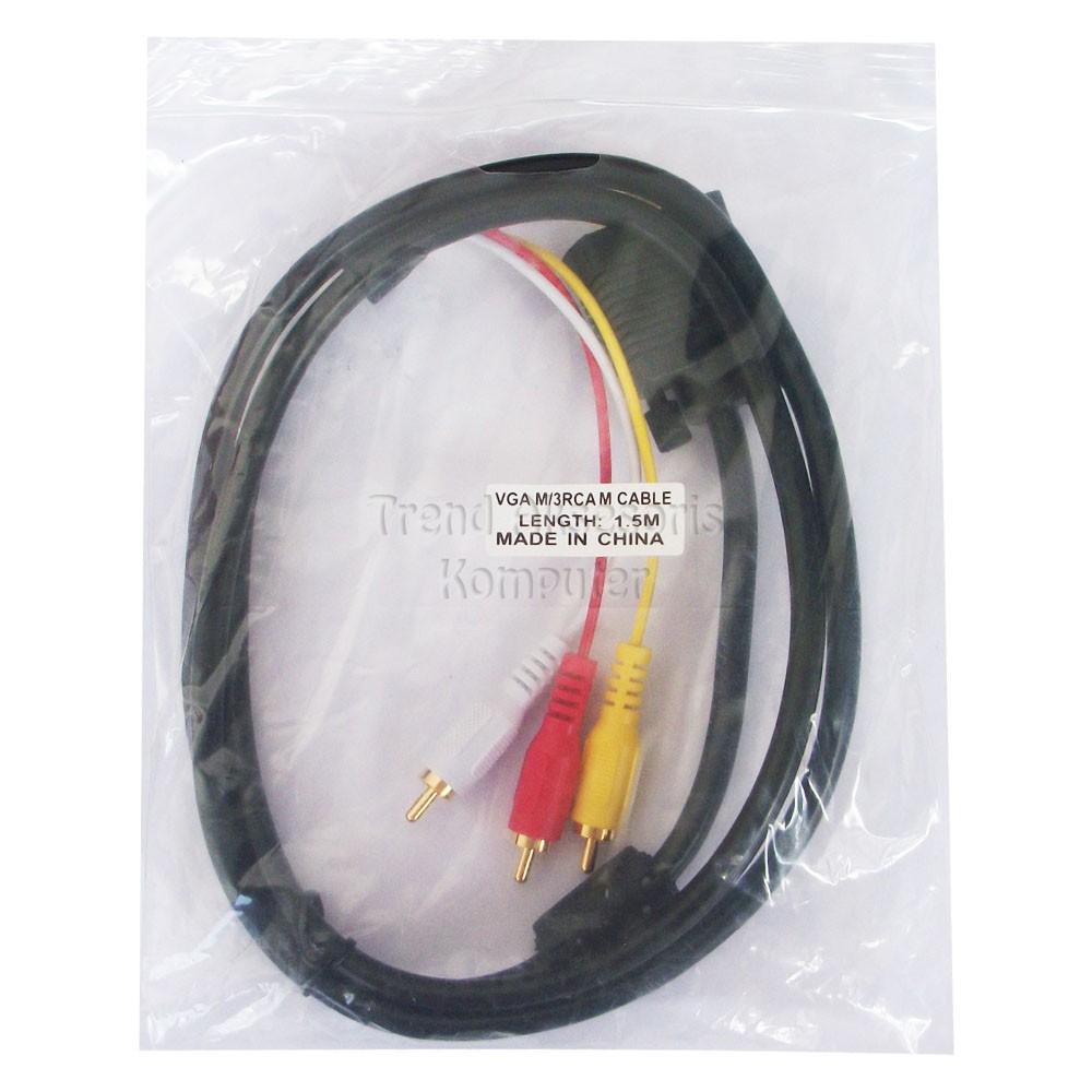 Universal Kabel VGA Male to 3 RGB 1,5m - Hitam