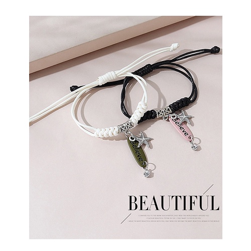 LRC Gelang Tangan Fashion Black+white Little Starfish Bracelet Set Y65673