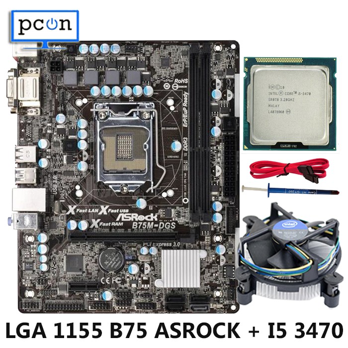 Mainboard mobo motherboard B75 LAG 1155 I5 3470 BONUS FAN