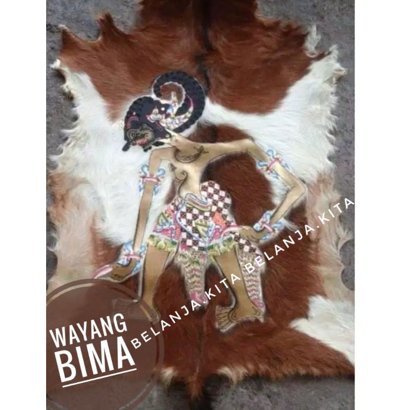 kaligrafi lukisan wayang BIMA kulit kambing asli