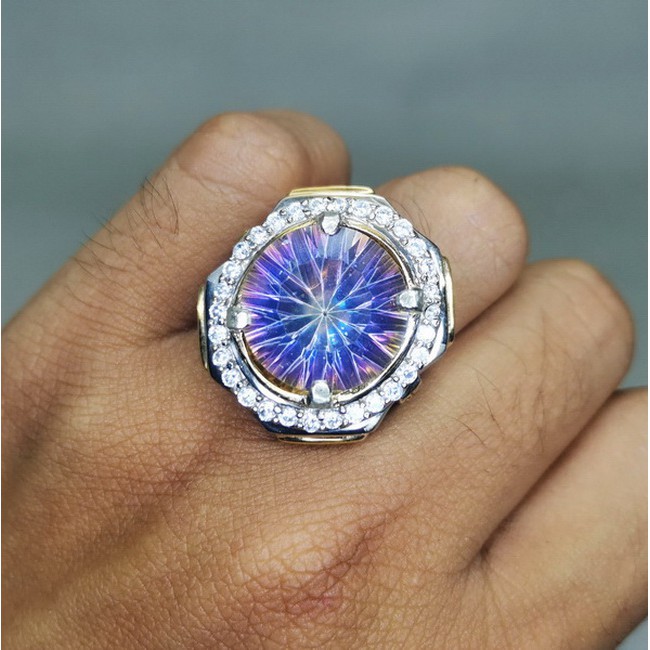 Batu Cincin Asli Kecubung Pelangi Natural