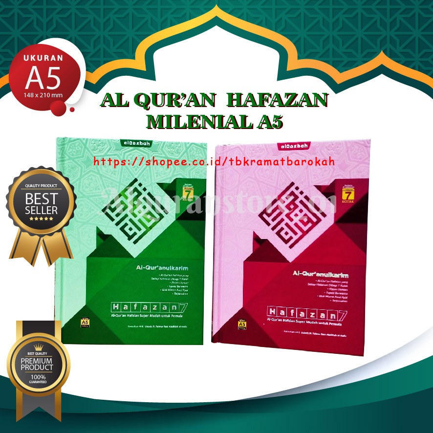(15 x 21 cm)AlQuran Hafalan Mudah 7 Blok HAFAZAN 7 MILENIAL (ALQOSBAH) UKURAN Praktis A5 | Hafalan H