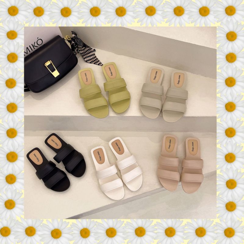 Soervimy Sandal strip dewasa/sandal jelly wanita/sandal karet anti slip/sandal kekinian korea/jelly shoes import/sepatu sandal slippers/sepatu sandal couple mom and kids