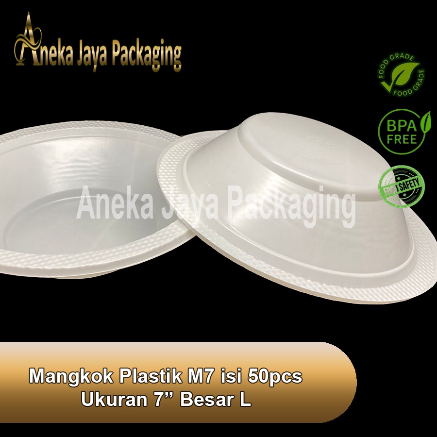 Mangkok Plastik Putih M7 BESAR isi 50pcs Per Pack Sekali Pakai Medan