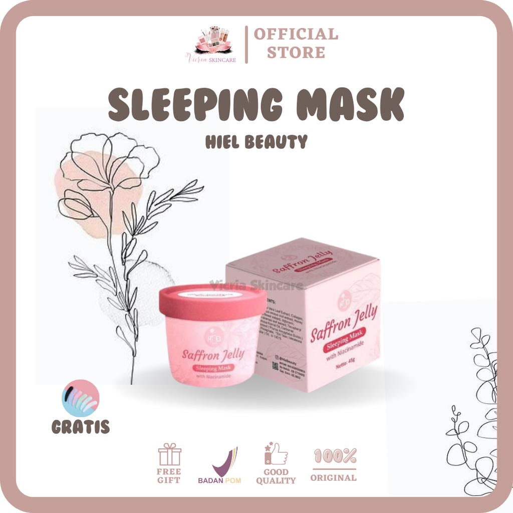 [GRATIS HADIAH] ORIGINAL HIEL saffron jelly sleeping mask with niacinamide, saffron sleeping mask 45