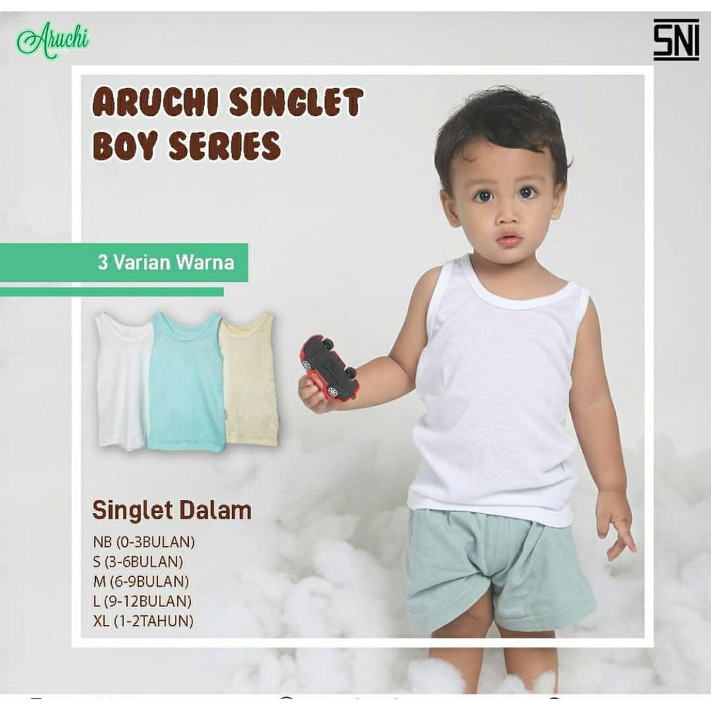 Singlet Aruchi Warna Boy &amp; Girl /3pcs (singlet dalam)