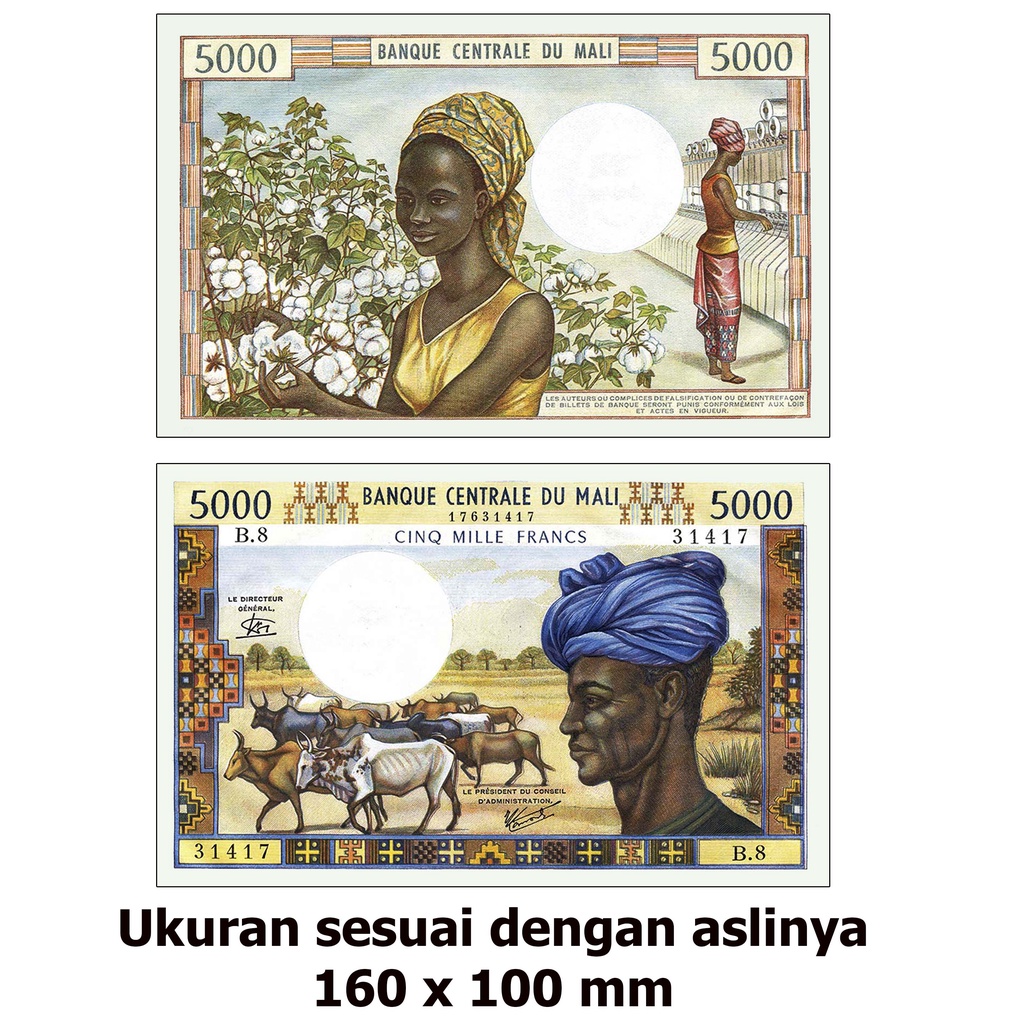 Uang Lama kuno 5000 cinq mill francs souvenir replika repro