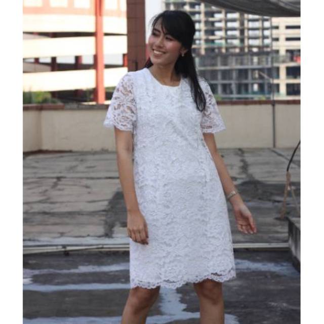 Dress brokat khusus putih L, XL, 2Xl