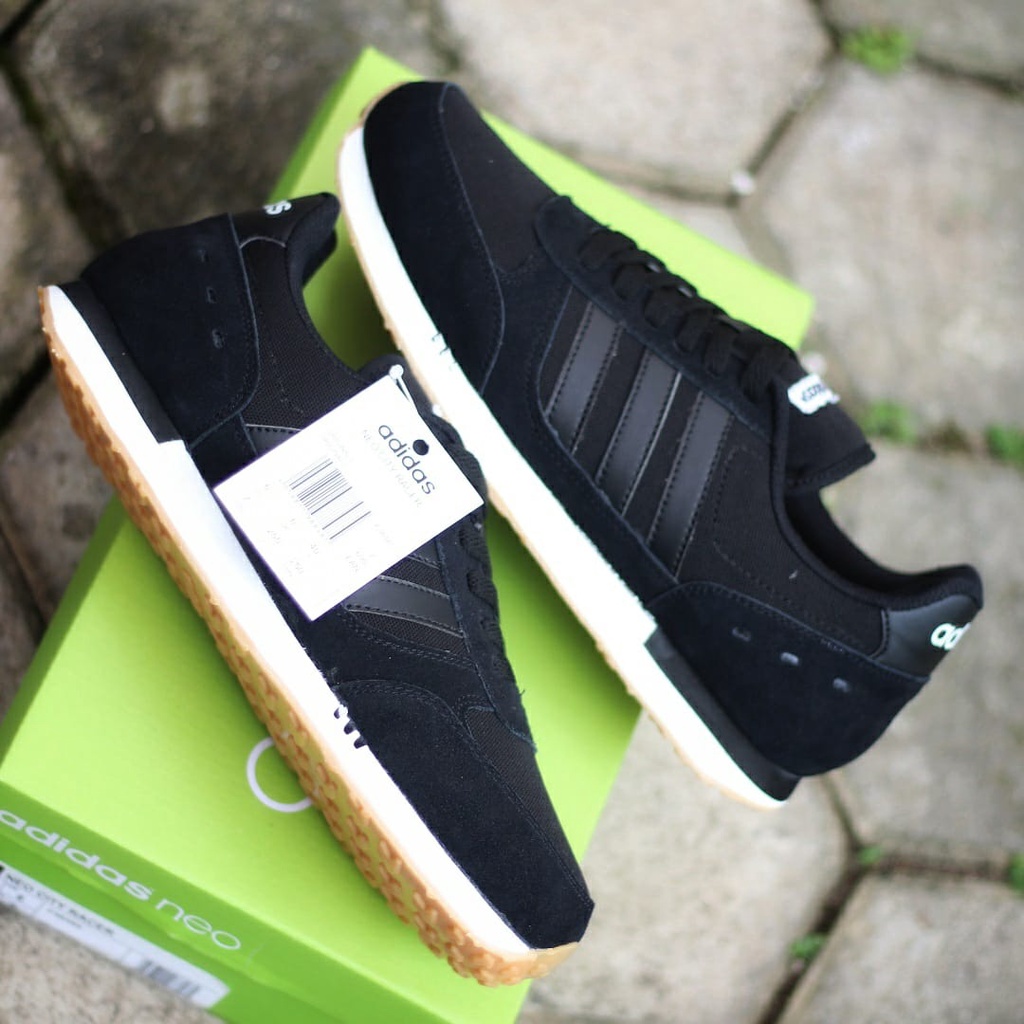 PROMO Sepatu Adidas Neo City Racer Black BNIB Premium, Sepatu Sneakers Pria dan Wanita