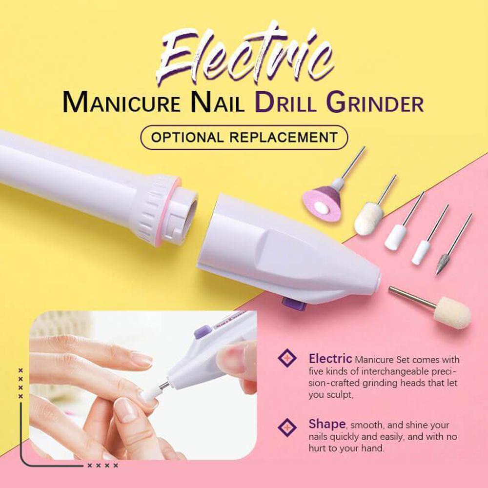 R-FLOWER Electric Nail Care Kit Grinder Tools Portable Brushes Kikir Kuku Elektrik