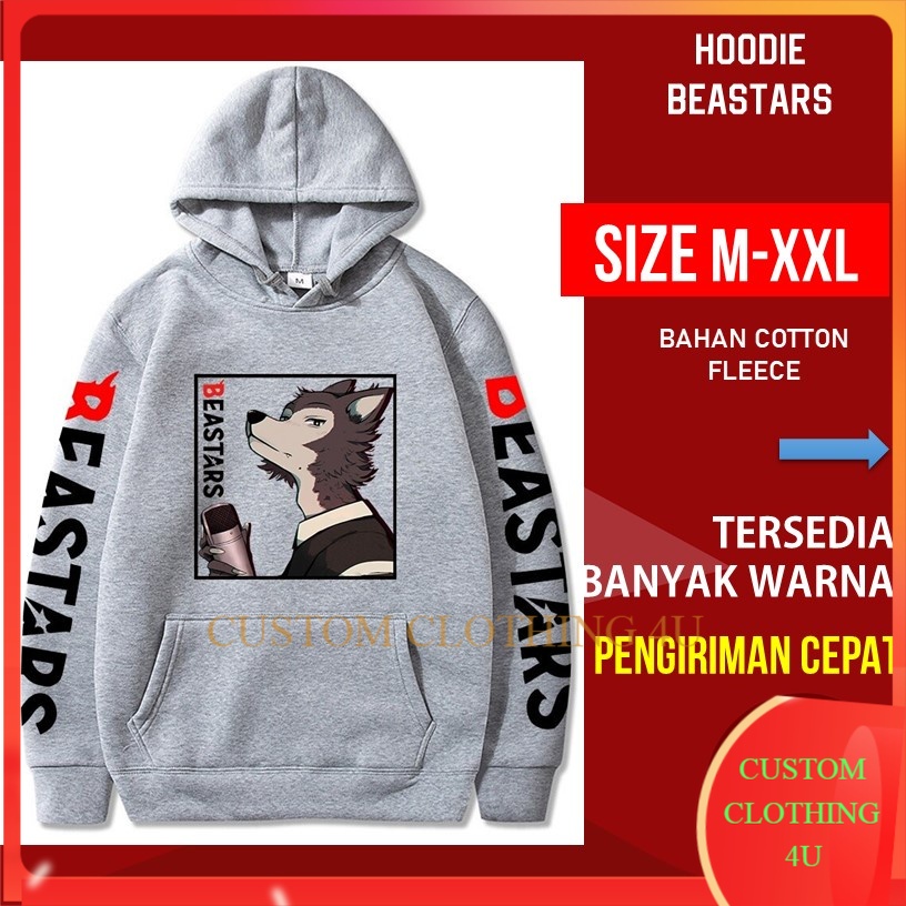 Hoodie jaket Abu Beastars Legoshi Srigala Jaket Switer Hoddie Anime Jepang Hoddie Fleece Unisex