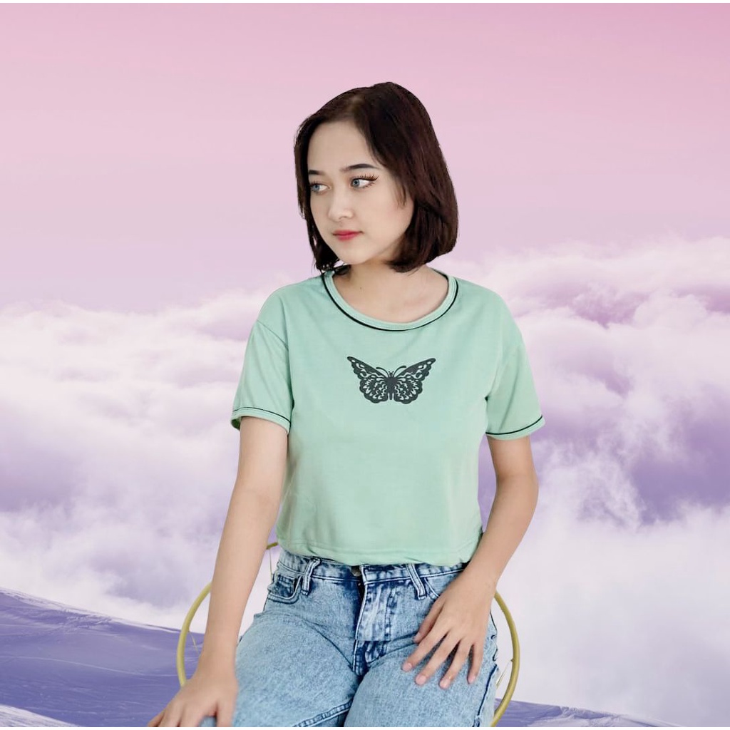 Tq88indonesia Baju Crop Wanita Terbaru / LIST CROP BABYTERRY TSHIRT / Ootd