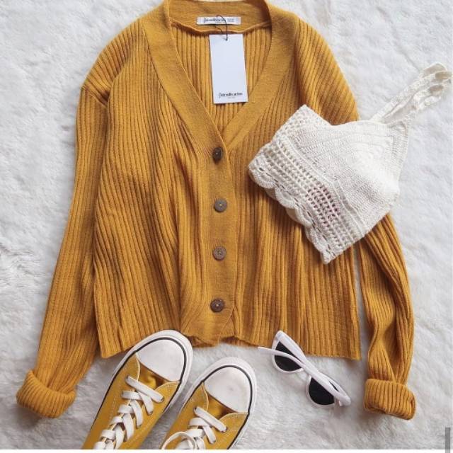 KNIT BASIC STRADIVARIUSE | BELLA RAJUT | WILLY CARDIGAN | SWEATER KARDIGAN RAJUT | OUTER WANITA