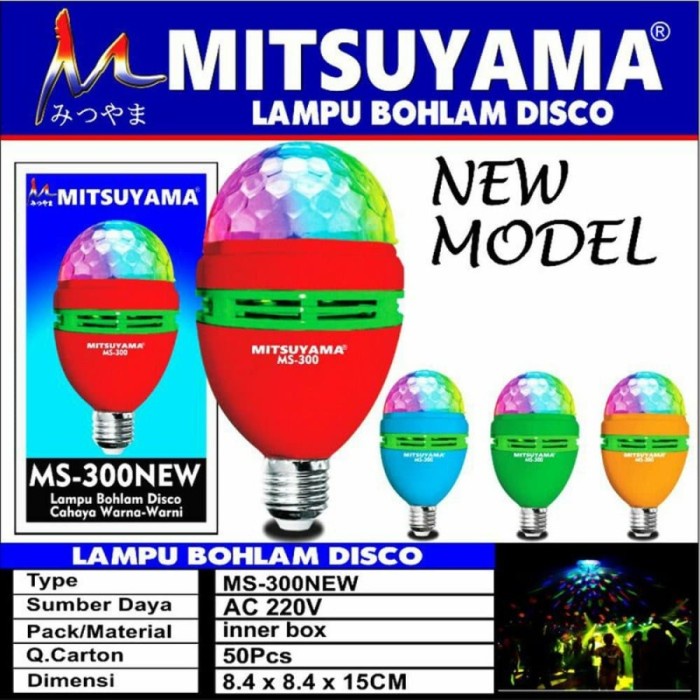 Lampu disco sensor suara + stand mitsuyama MS 357 / Lampu Disco LED MS-300NEW Lampu hias Led