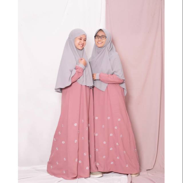 GAMIS SET JASMINE BORDIR BY HIJAB ALILA Gamis Motif Bordir Khimar Tali Terbaru