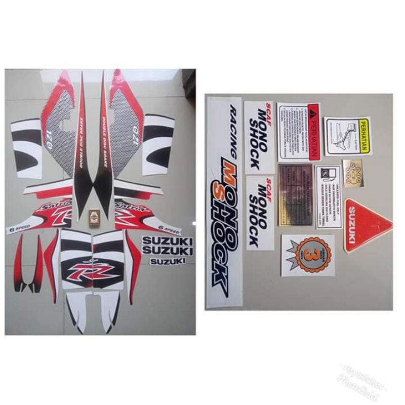 STRIPING SUZUKI SATRIA LUMBA RU WARNA MERAH PUTIH(LENGKAP STIKER DETAIL SET)