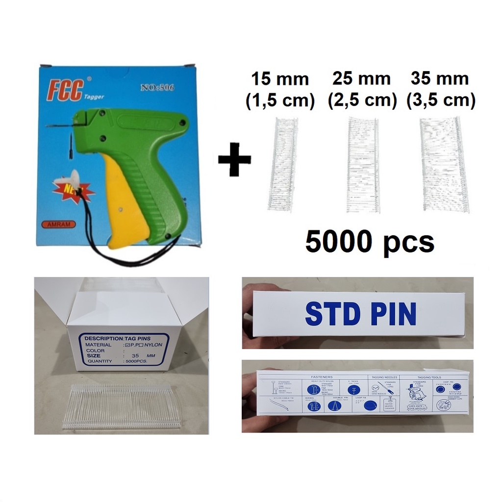 FCC-506 Tag Gun + Isi 5000 pcs Paket Tembakan Label Baju