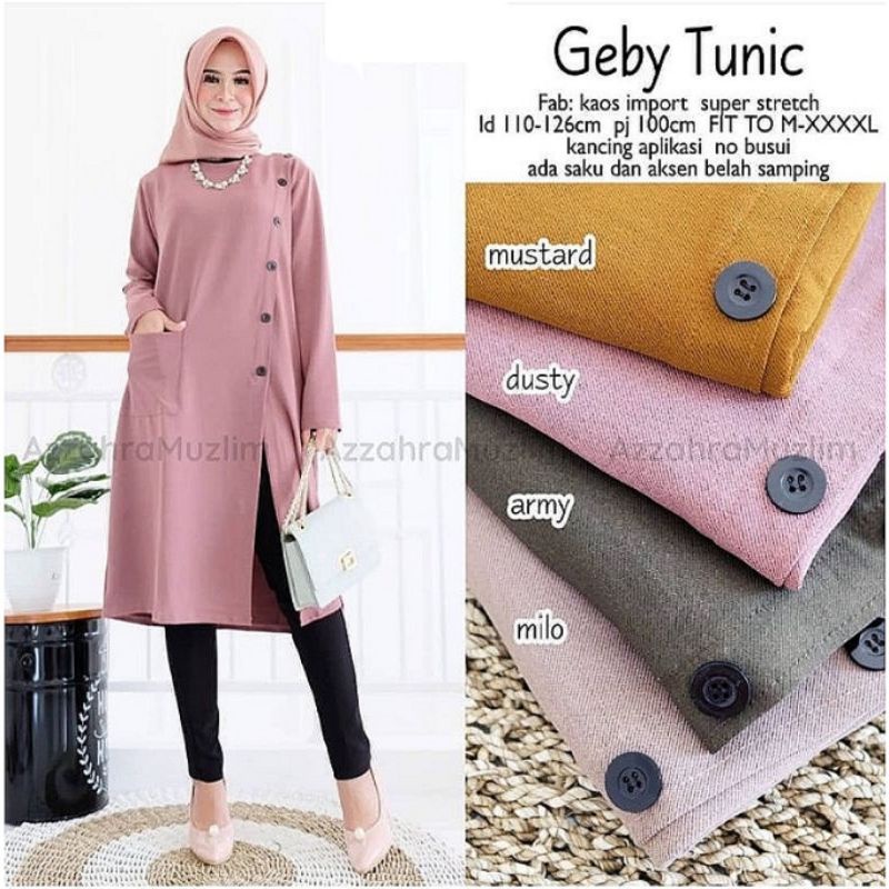 AM - MENIRA Tunik Wanita Belah Depan Kaos Babyterry Spandex / R.1 - 182-5226