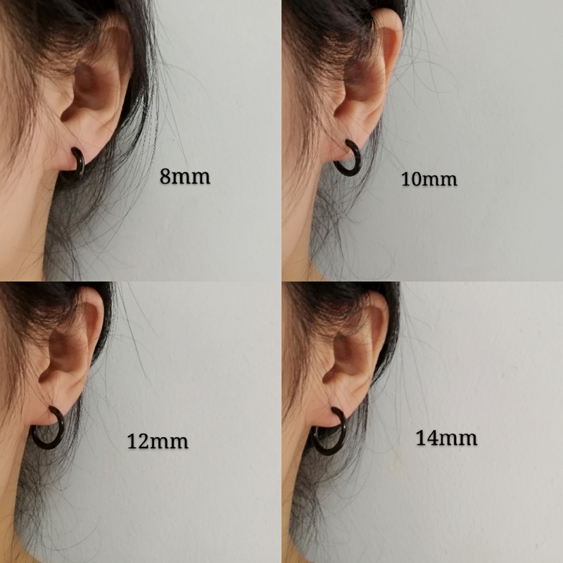 Anting Bulat Warna Hitam Gaya Punk Untuk Wanita