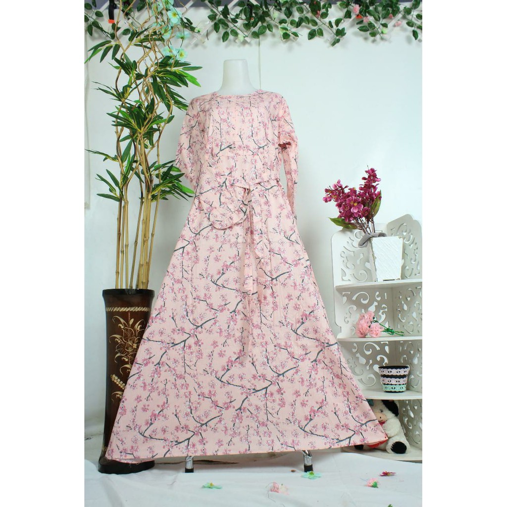 Gamis original  katun jepang BUNGA LINGKARAN BULAT circle katjep busana syari baju muslim adem