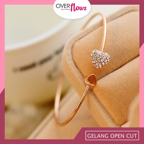 OVERFLOWS.ID Gelang Open Cuff Motif Love Model Bangle Korea Murah