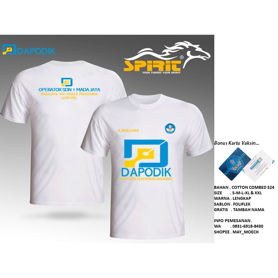 Baju Kaos Dapodik Satu Data Pendidikan Indonesia PendekBonus Sertifikat Vaksin