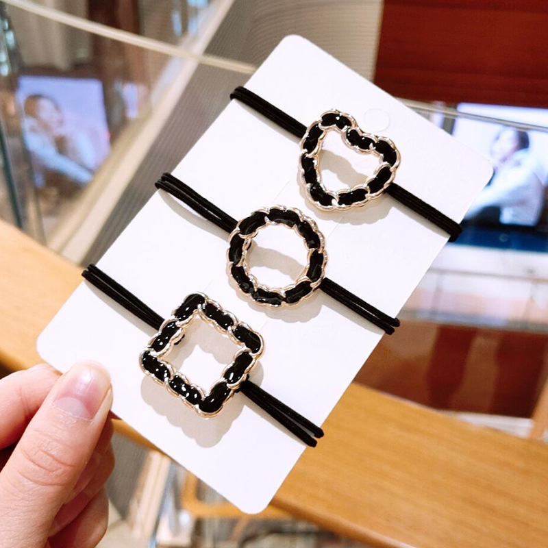 Simple Geometric Hair Tie Adult Female Hair Ring Rubber Band Love Shape Square Shape Circle Shape Hair Rope