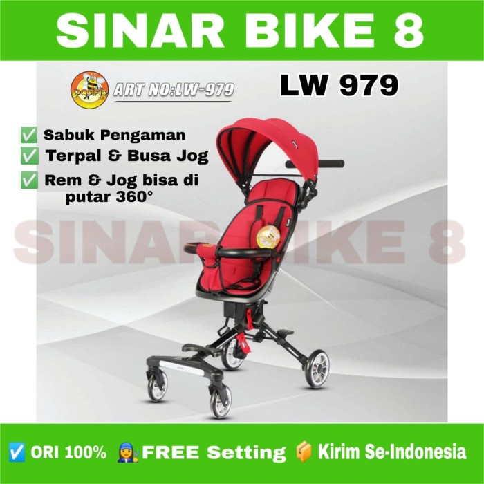 Kereta Dorong Anak Bayi Baby Stoller PACIFIC LW 979 Kursi Bisa di Putar