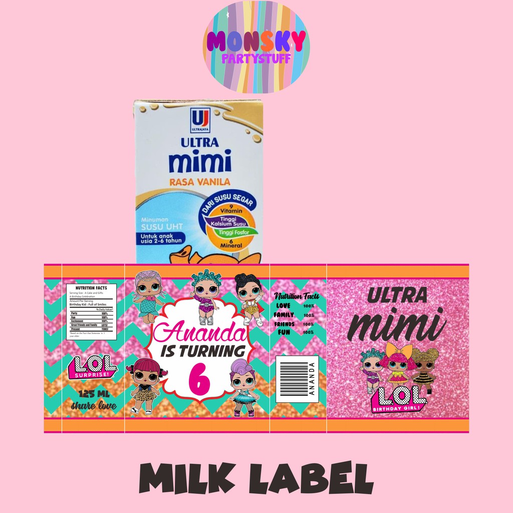 

Label Susu / Milk Label Custom / Partystuff / Partykit / Birthday / Baby Shower