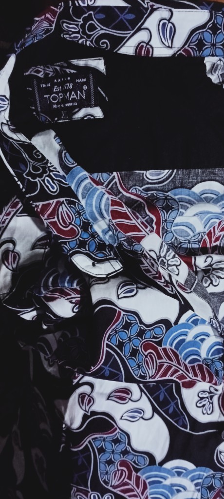 Freypv 7783 Slimfit Long Batik Black Floral Maron M-xl Kemeja Batik
