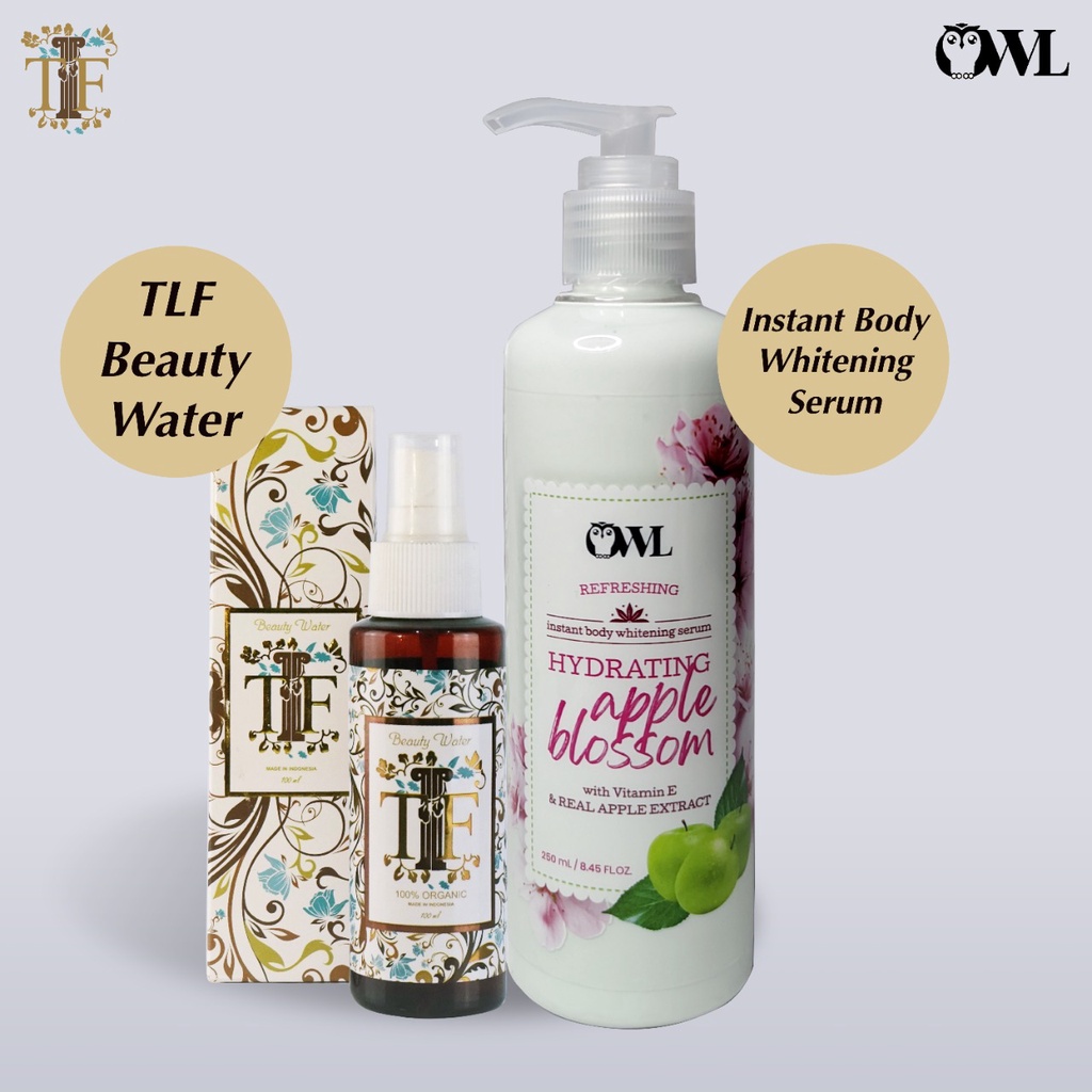 OWL Instant Body Whitening Serum Hydrating Apple Blossom & TLF Beauty Water BPOM