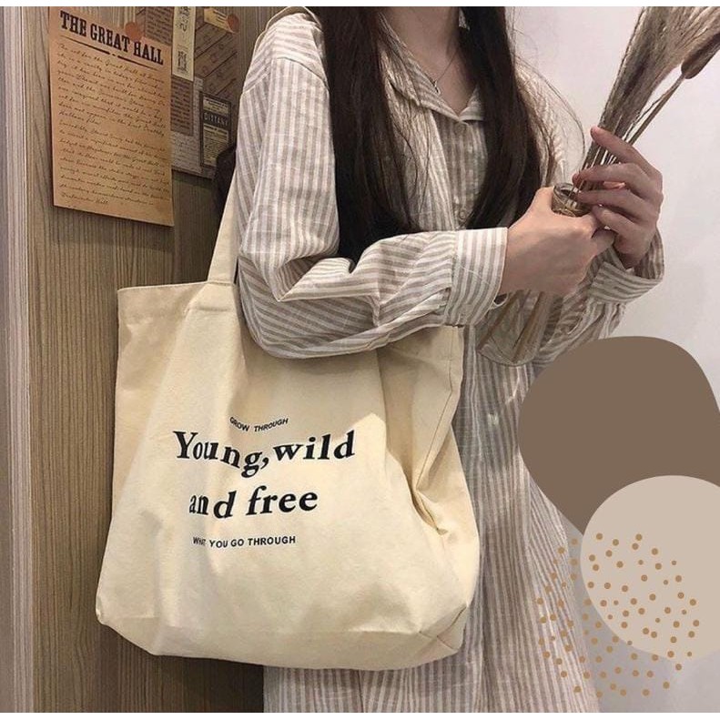 Totebag Quotes Young Wild | Cirebon Cloth | Totebag Kanvas