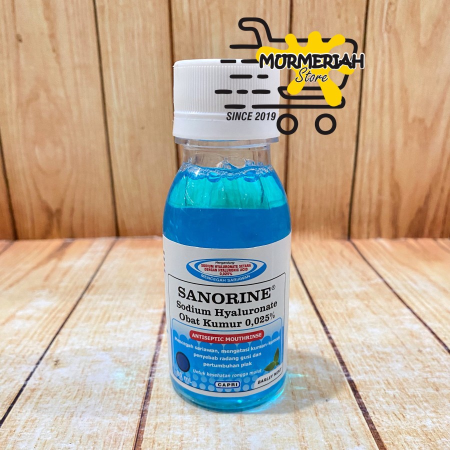 SANORINE Biru 0,025% 80 ml - Obat Kumur Antiseptik Sariawan, Plak