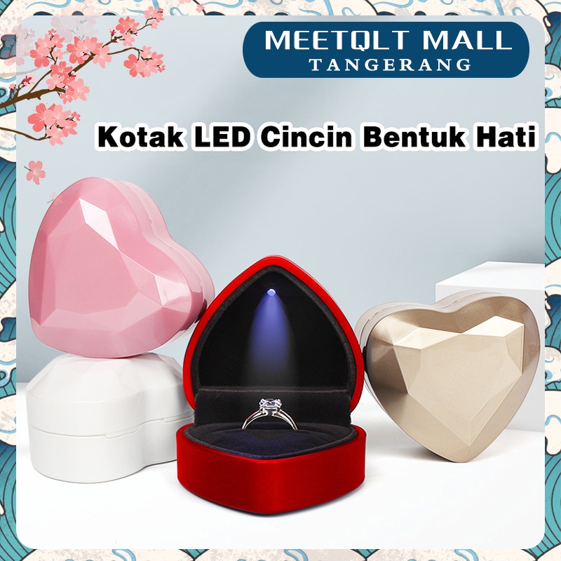 ★LED★Kotak Cincin Hati Love Kotak Perhiasan Wedding Cincin/Finger Ring Box