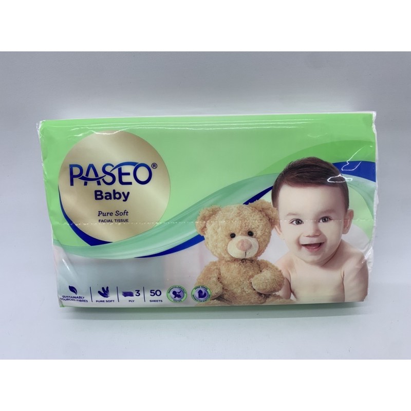 Tissue Paseo Baby Pure Soft 50s / HIJAU KECIL barcode 8993053131239