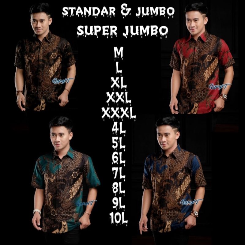 KEMEJA BATIK LENGAN PENDEK, BAJU BATIK COWOK SIZE JUMBO M,L,XL,XXL,XXXL,4L,5L,6L,7L,8L,9L,10L