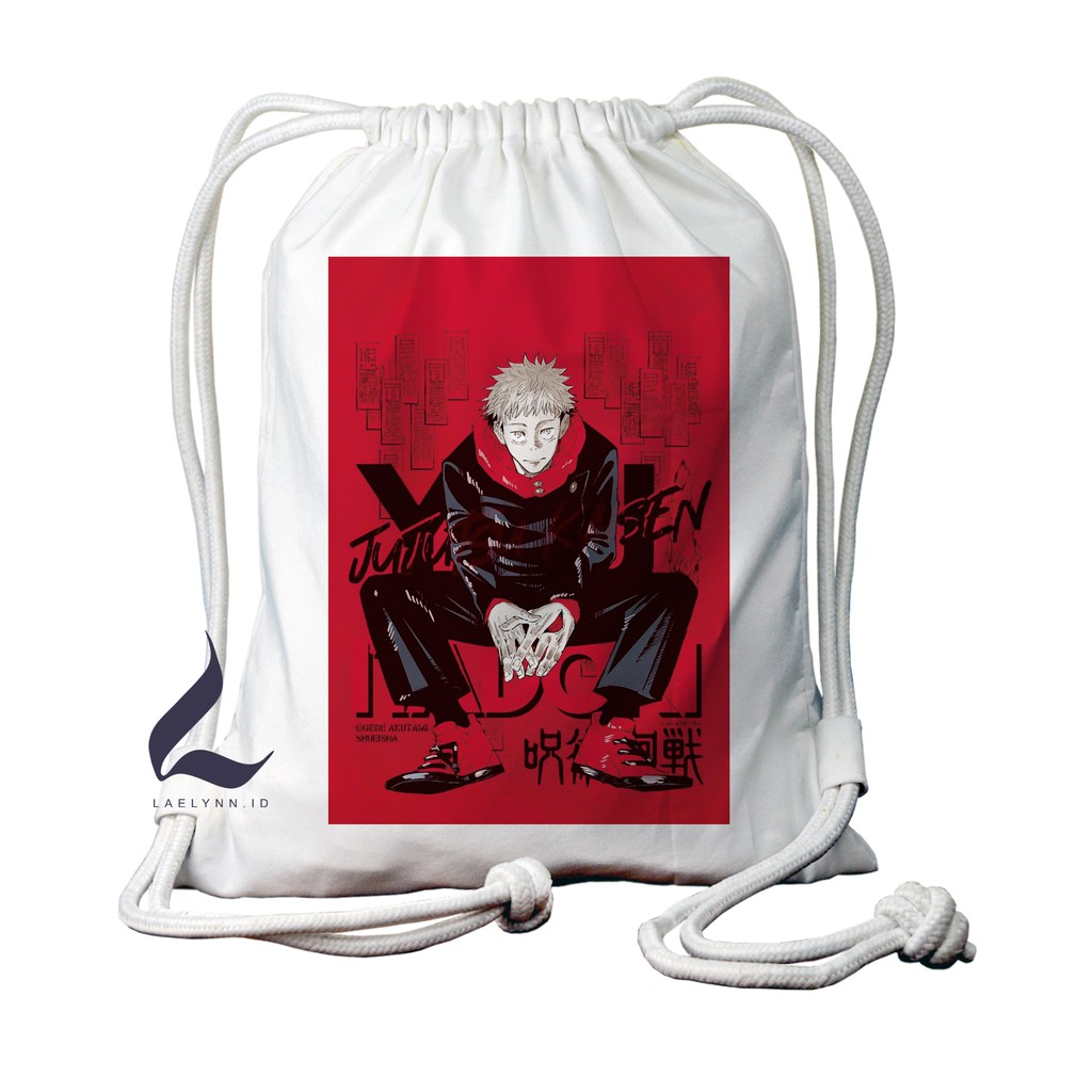 LAELYNN - STRING BAG TAS SERUT KANVAS PREMIUM Motif Anime Jujutsu Kaisen - JJK0108