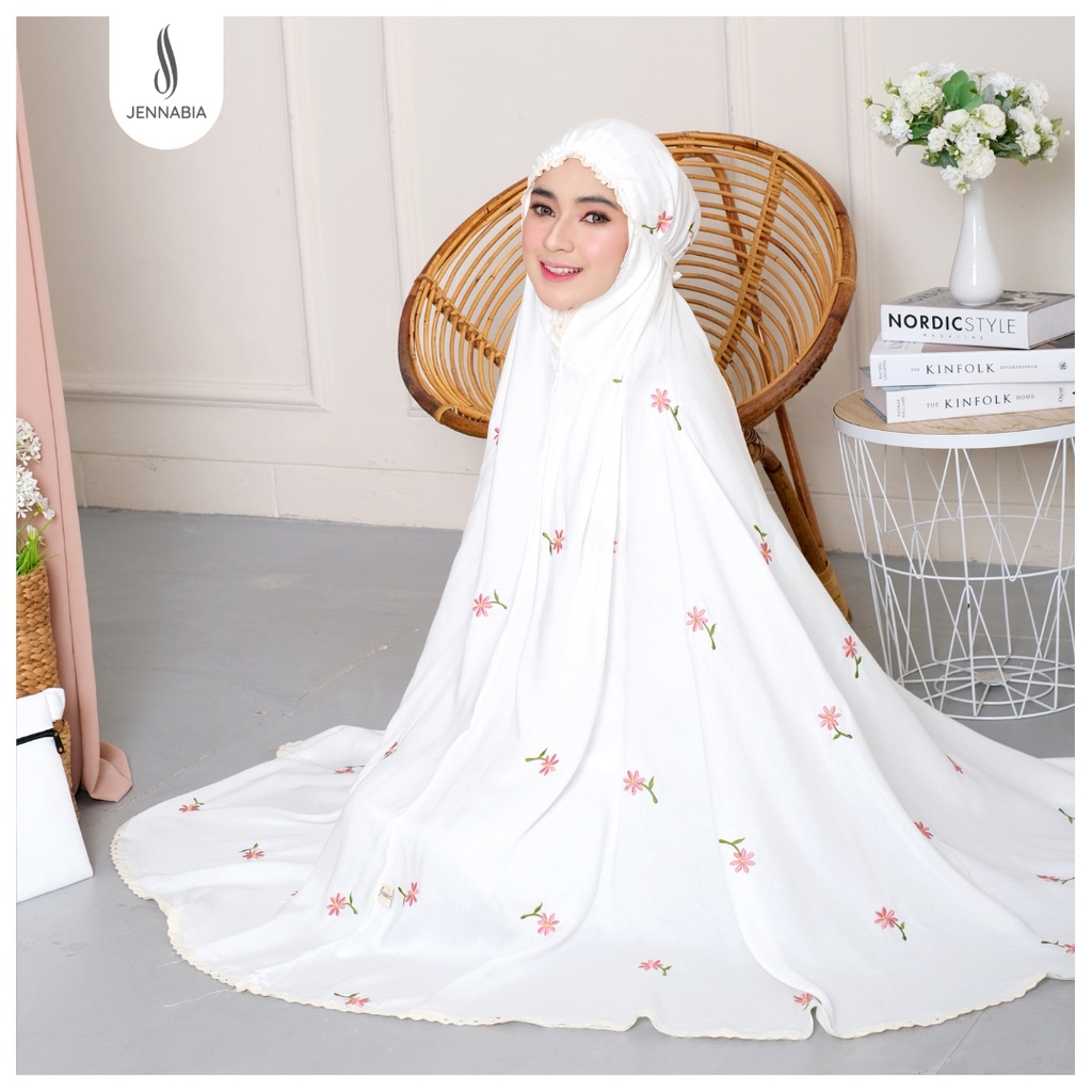 JENNABIA - Mukena Dewasa Rayon Premium Bordir Cantik Floral Daisy